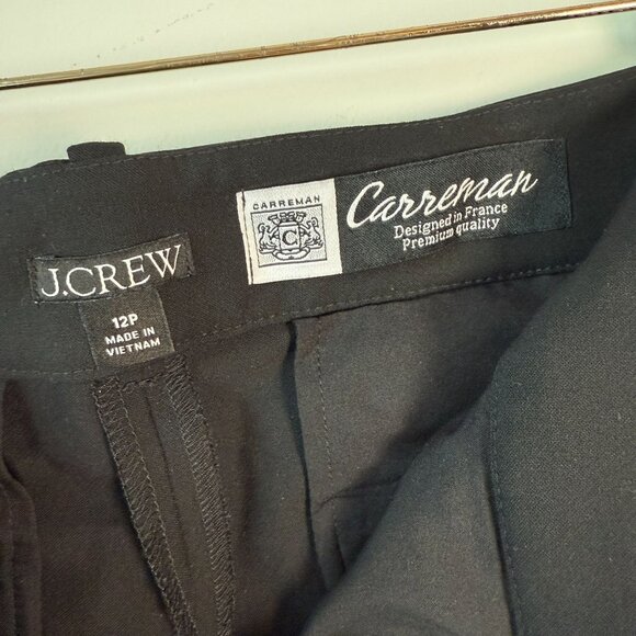 J. Crew Petite Trouser Wide-Leg Four-Season Stretch Pleats Carreman Black SZ 12P - Picture 7 of 10